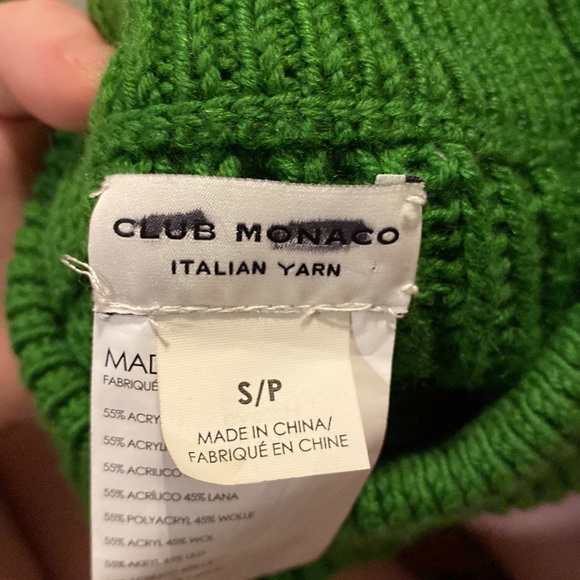 NWOT Club Monaco Thick Green Oversized Crewneck Acrylic & Wool Sweater - Picture 11 of 13